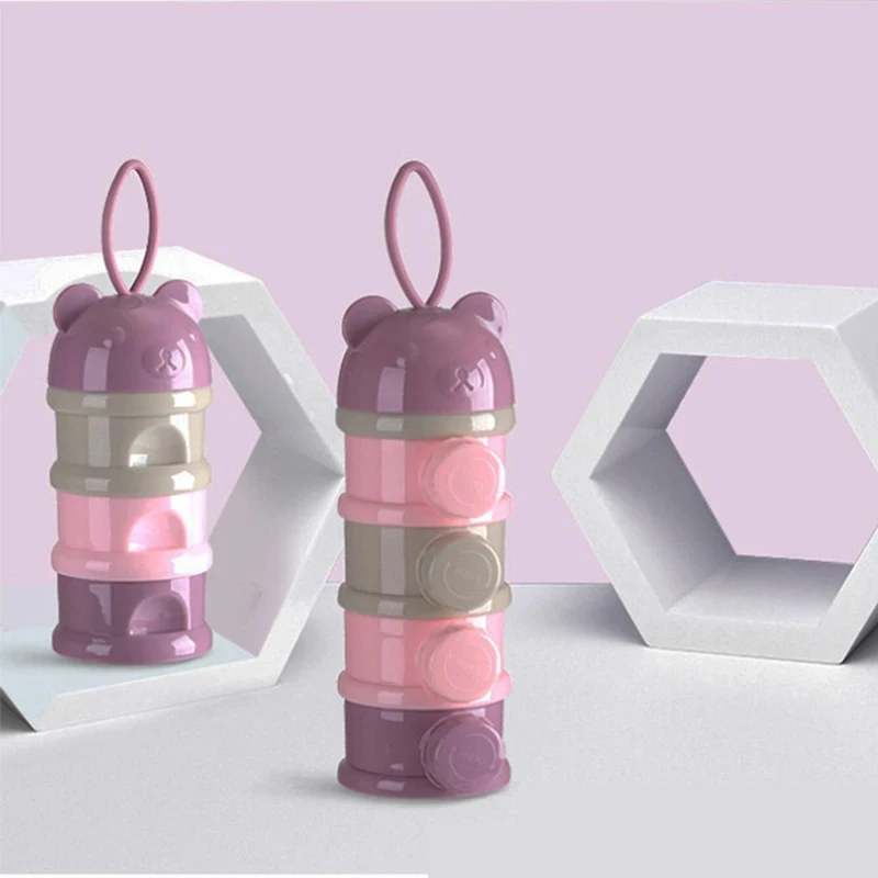 Portable Leak-Proof 4-Tier Milk Powder Container Compact Storage for Baby Formula Snacks and Toddler Supplementary Meals