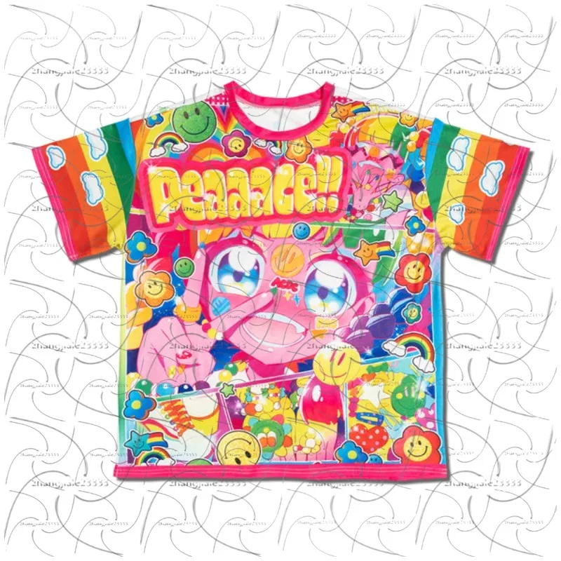 เสื้อยืดพิมพ์ลาย 3 มิติแนวอนิเมะแบบกอธิคใหม่ ยูนิเซ็กซ์ สีสันสดใส สไตล์สตรีท Y2K ดั้งเดิม เหมาะสำหรับใส่ที่บ้านและกิจกรรมกลางแจ้ง