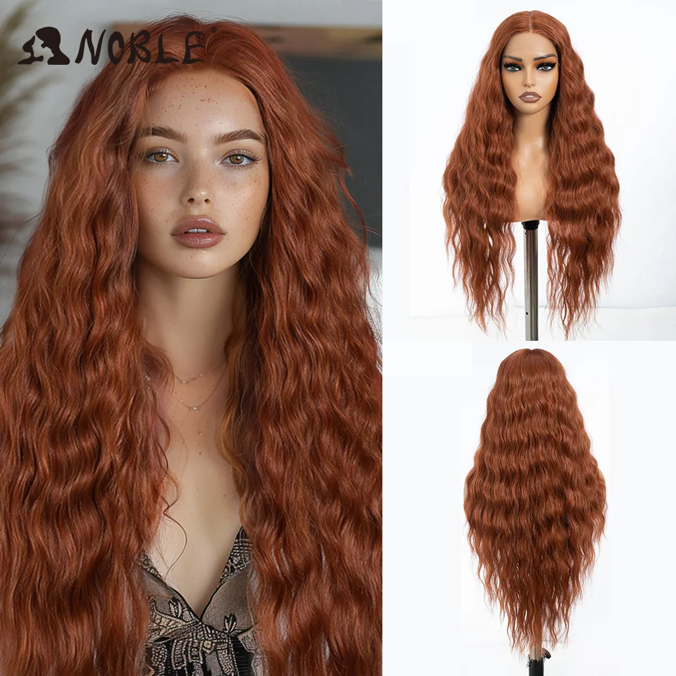 

Noble Synthetic Lace Front Wig Long Wavy Ombre Blonde Wig Red Wigs Lace Part Synthetic Lace Wigs For Women Lace Front Wigs