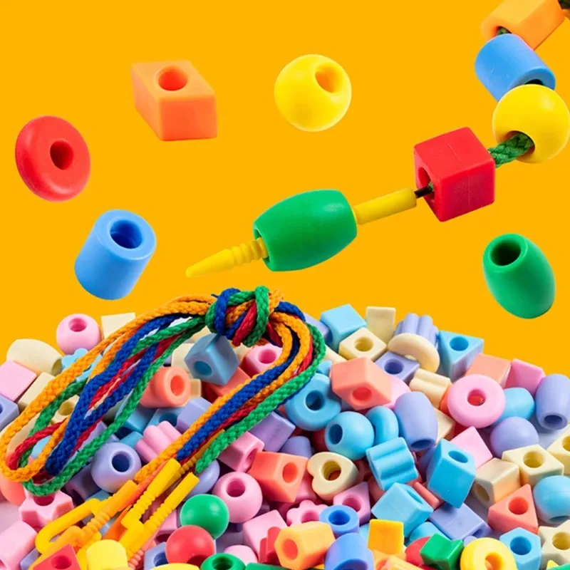 

Beads Toys Plastic Children Handmade DIY Puzzle Early Education Toy Rope Threading Games Kids Self Made Bracelet Necklace Gifts
