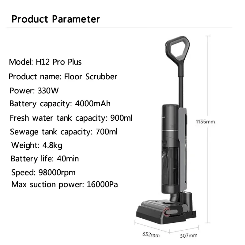 Dreame H12 Pro Plus Floor Vacuum Cleaner Scrubber Hot Drying Self-cleaning Sweeping Machine High Suction Floor Cleaner