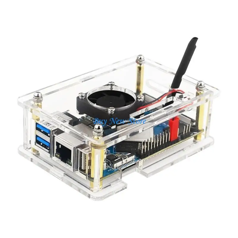 20CE Acrylic Case for Orange 4 LTS Protpratective for Case with Cooling Fan Heat Gustipation Protector