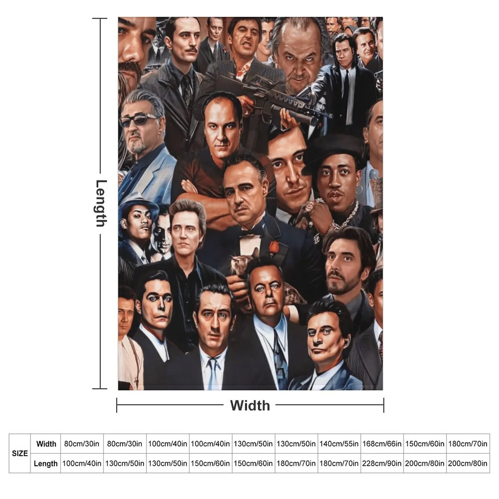 Collage of Gangsters Throw Blanket couch cozy soft plush fuzzy picnic outdoor blanket
