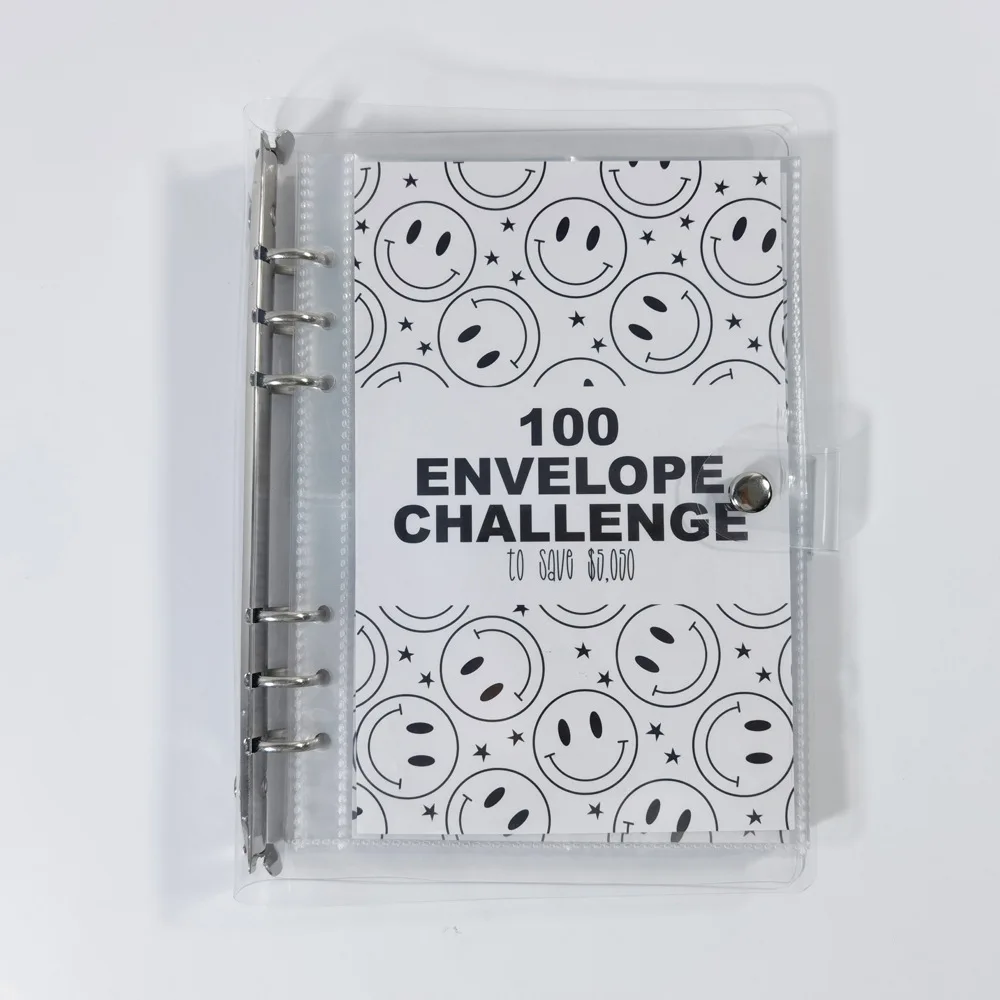 

100 Days Money Saving Challenge Cash Savings Book - 25 Sheets PVC Loose-Leaf Card Album, 22x23cm Budget Tracker for Savings Goal