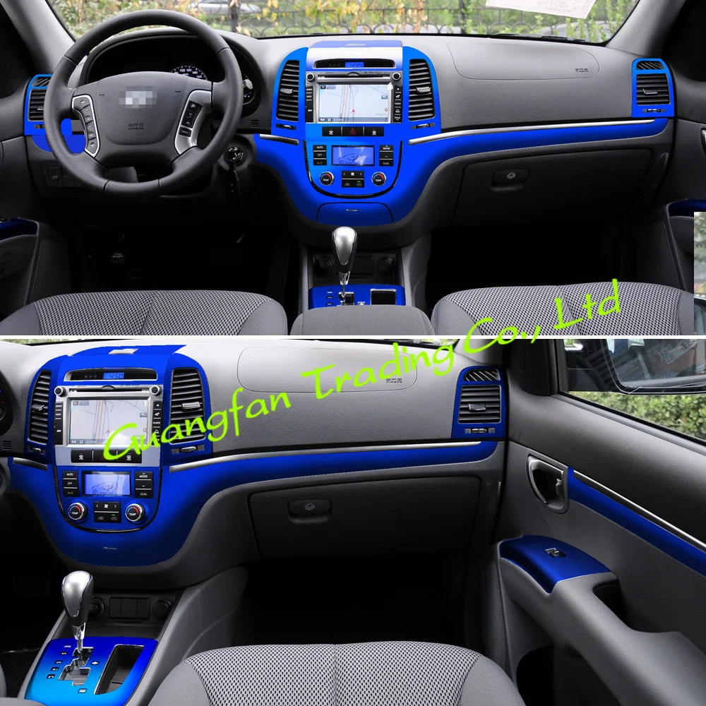 For old Hyundai Santa Fe 2006-2012 Interior Central Control Panel Door Handle Carbon Fiber Sticker Decals Car styling Accessorie