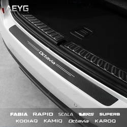 Carbon Fiber Car Rear Trunk Bumper Guard Protective Stickers For Skoda Fabia Kamiq Karoq Kodiaq Octavia Rapid Scala Superb Virs