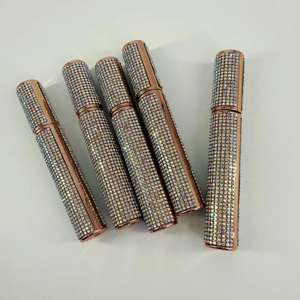 

Private Label 5ml Black Whine pink Eye Lash Glue Tube Empty Bottle Custom Your Own logo Plastic with Rhinestone Bling 10PCS