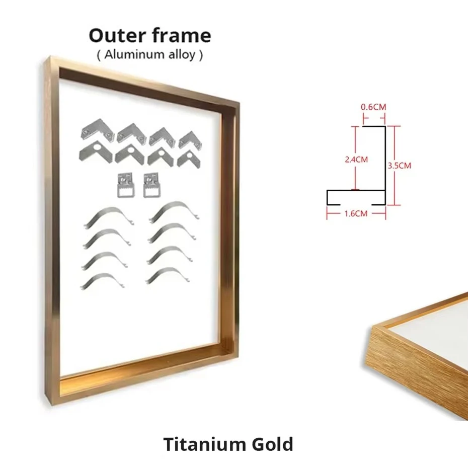 NONE 8 Farben 20–200 cm großes Leinwandbild, Metall-Aluminium-Außenrahmen für Ölgemälde, Kunstwerk, Wandkunst, Foto, Poster, Heimdekoration 7