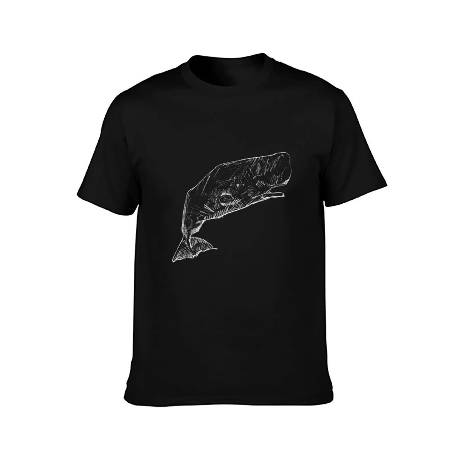 Sperm Whale Sketch White T-Shirt street wear cute tops blacks men clothing