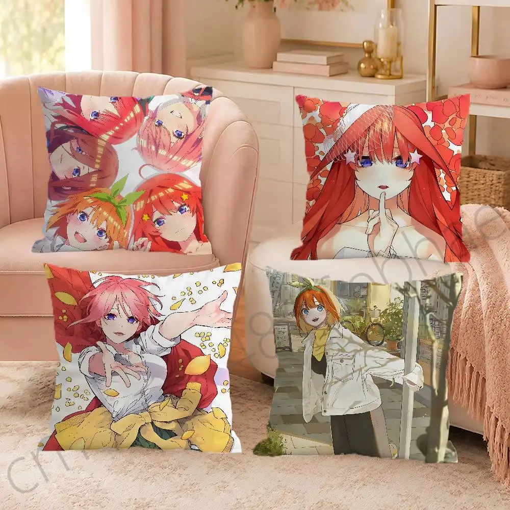 FOR The Quintessential Quintuplets Throw Pillow Cover 2D Double-Sided Print Soft Cushion Case for Home Sofa Bedroom Car