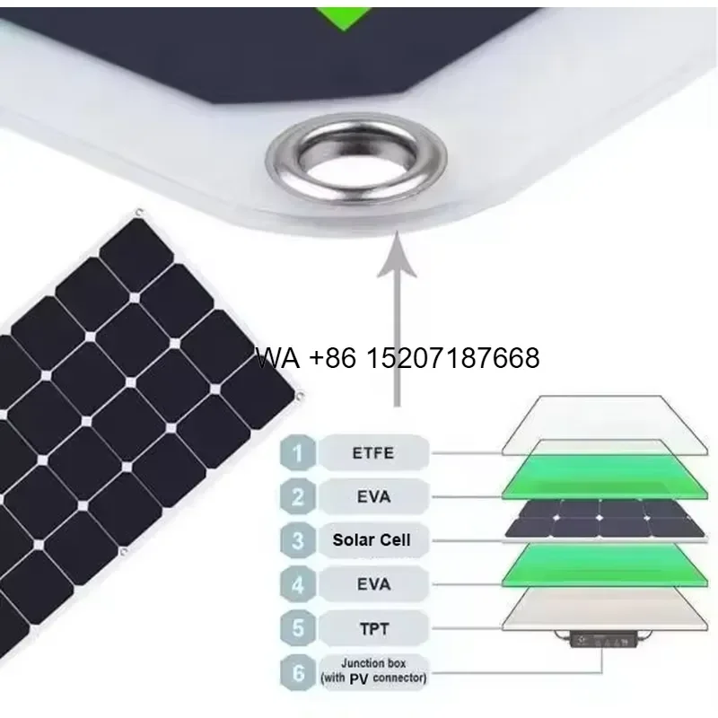 Wmwmnu Custom Flexible Sunpower Solar Photovoltaic Panel 120W 18V 23.7% Efficiency 530x1030mm IP67 Waterproof Junction Box