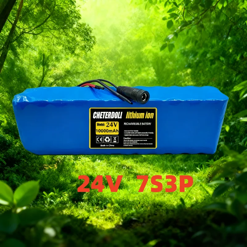 New 24V 10Ah 7S3P High Capacity Lithium Battery 10000mAh with Charger for Electric Scooter Lawn Mower  Wheelchair Long Lasting