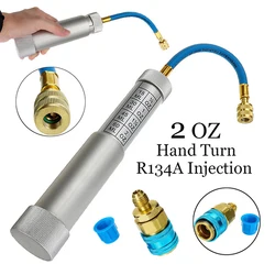 Air Condition Coolant Filling Tube 1/4 inch Sae R134A 2Oz Manual Oiler Automotive Oil & Dye Syringe Injection Tool for Vehicle