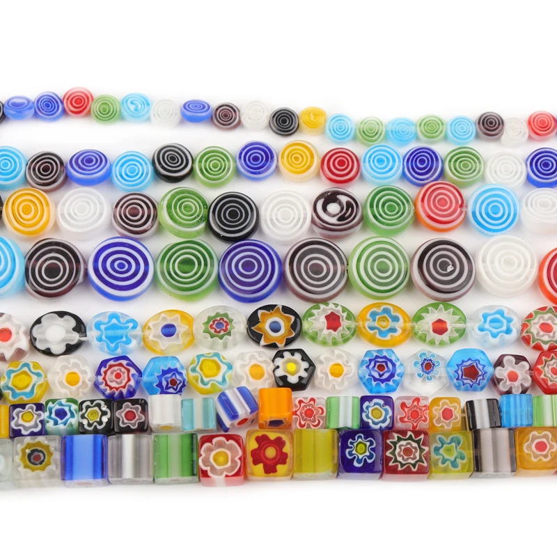 1 Strand Glass Beads Colorful Lampwork Circles Beads Flat Round Loose Space Beads For DIY Jewelry Making Necklace Bracelet