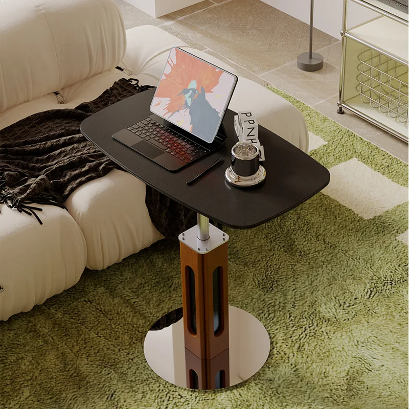 Meja kopi bundar kecil bergaya abad pertengahan, terbuat dari batu, dapat diangkat dan diturunkan, meja kopi untuk negosiasi.