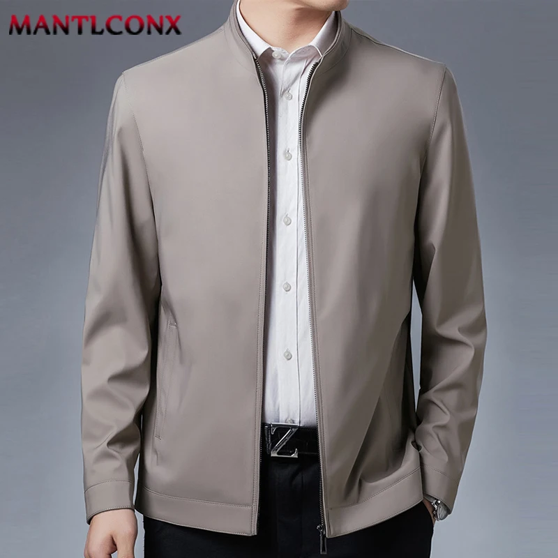 Stand Collar Casual Jackets for Men Office Dress Coat Quality Social Male Blazer Solid Color Loose Business Jacket Men Luxury