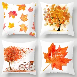 Autumn Maple Leaf Printing Square Cushion Cover Home Living Room Sofa Decoration   Pillow