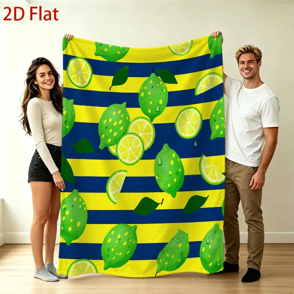 Watercolor Lemon Butterfly Blanket Bright Summer Fruit Print Soft Throw For Couch Patio Home Decor Accent Gift Idea