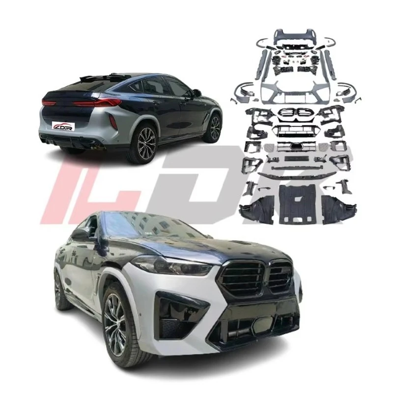 

2020-2022 X6 G06 Body Styling Kits: Upgrade to 2024-2025 G06 LCI & X6M F96 Style with Front Bumper, Grille & Side Skirts