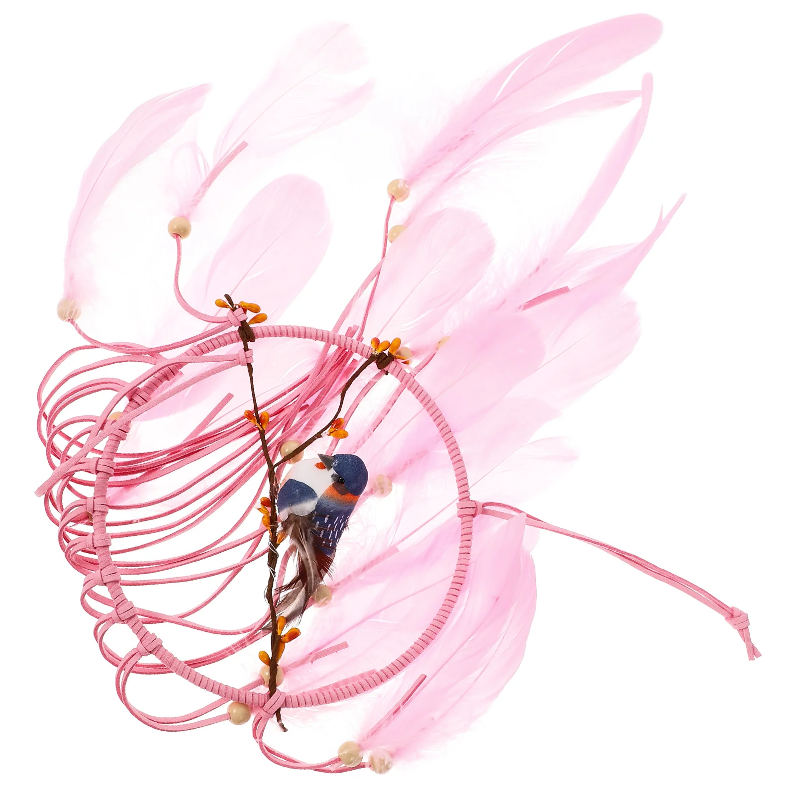 

Dream Catcher Pendant Pink Macrame Wall Hanging Tapestry Home Decor Room Balcony Hanging Christmas Wind Chime
