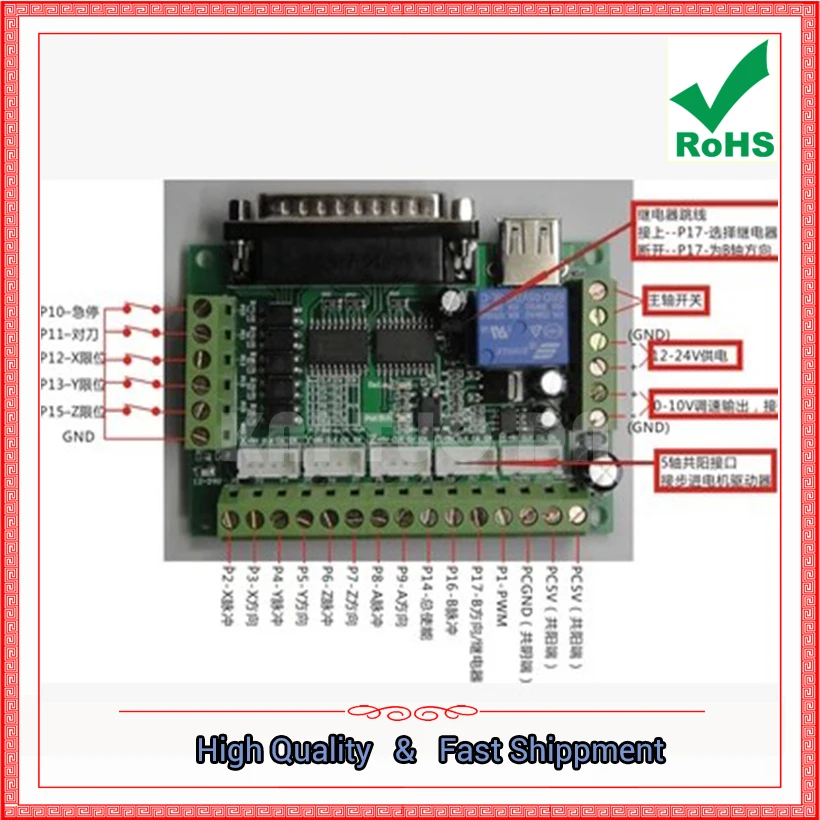 MACH3 Engraving Machine 5-Axis Stepper Motor Driver Interface With Optocoupler Isolation Module Board (C7A1) X-0.1