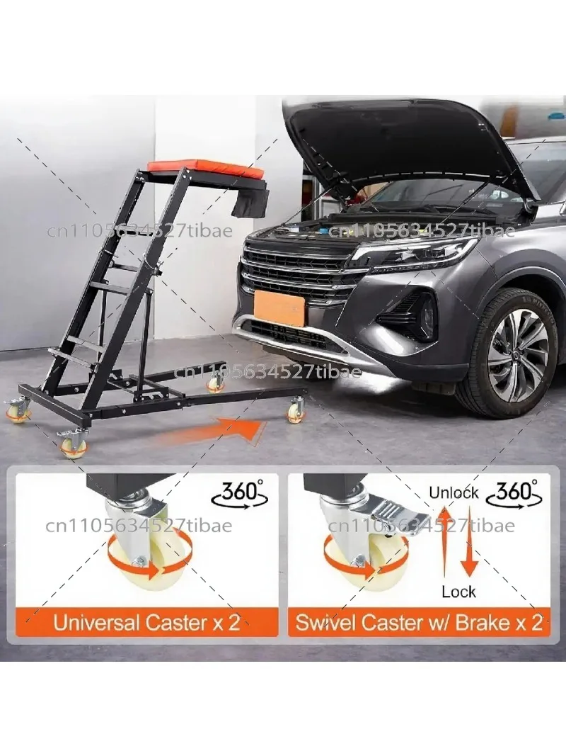 Auto Repair High Stool, Maintenance Tool Rolling Seat, Heavy Duty Work Creeper Board for Garage