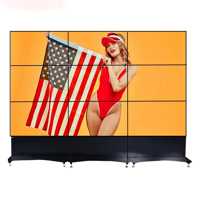 Retroiluminação LED para exibição publicitária, parede interior LCD, painel de moldura ultra estreito sem costura, 1,7mm, 55 ", 2x2, 2x3