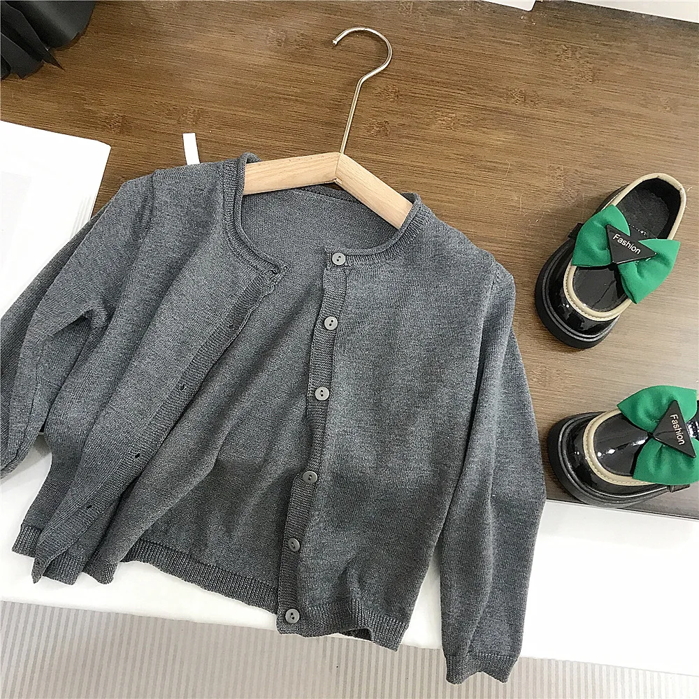 Girls Set Spring and Autumn Korean Style New Knitted Cardigan Bow Suspender Plaid Pleated Skirt Fashionable Daily Temperament