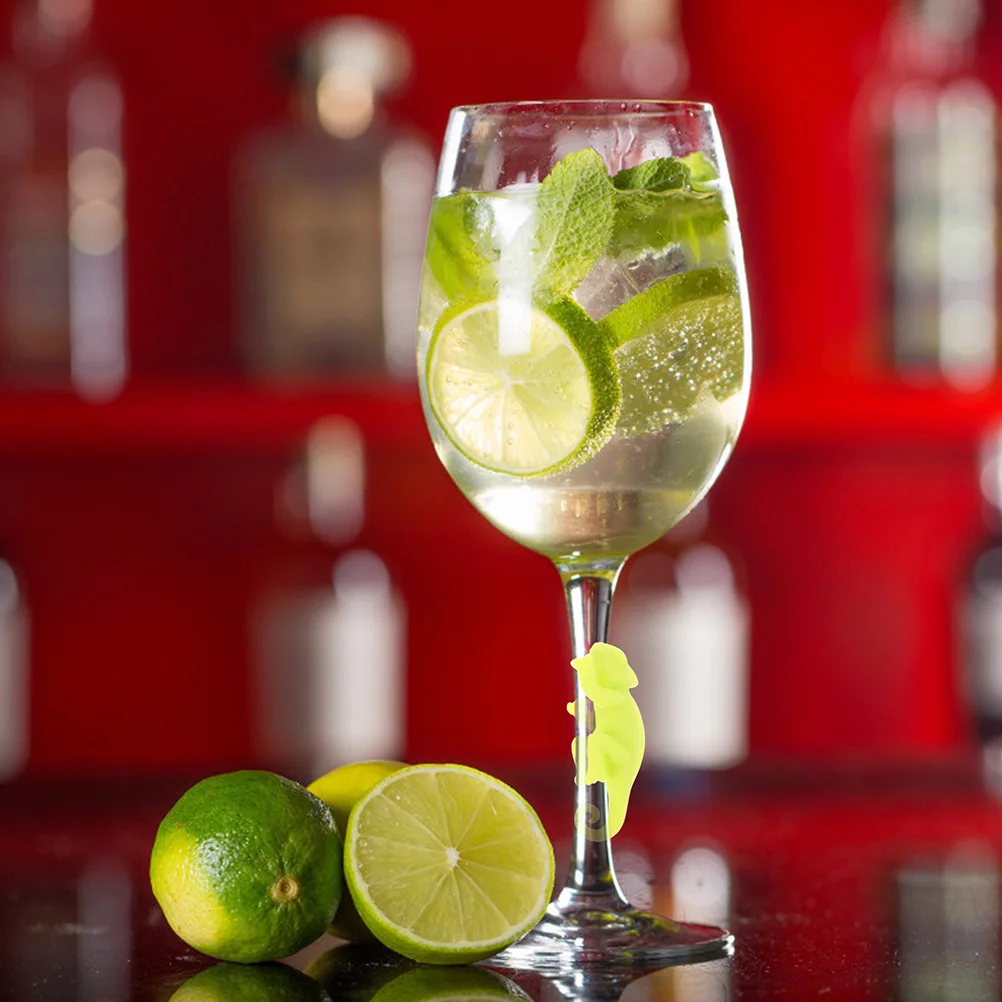 

12Pcs Chameleon Wine Glass Charms Silicone Drink Markers for Party Use Wine Charms Drink Marker Cocktail Glass Tag