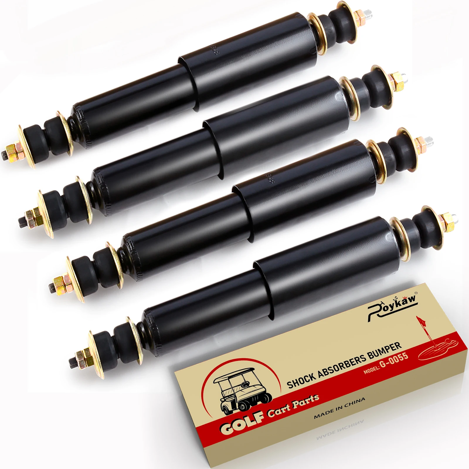 

Roykaw Golf Cart Front & Rear Shock Absorbers Kit for EZGO TXT 1994-up G&E, OEM #76418-G01,70248-G01,70324-G01,76419-G01, 4 PCS