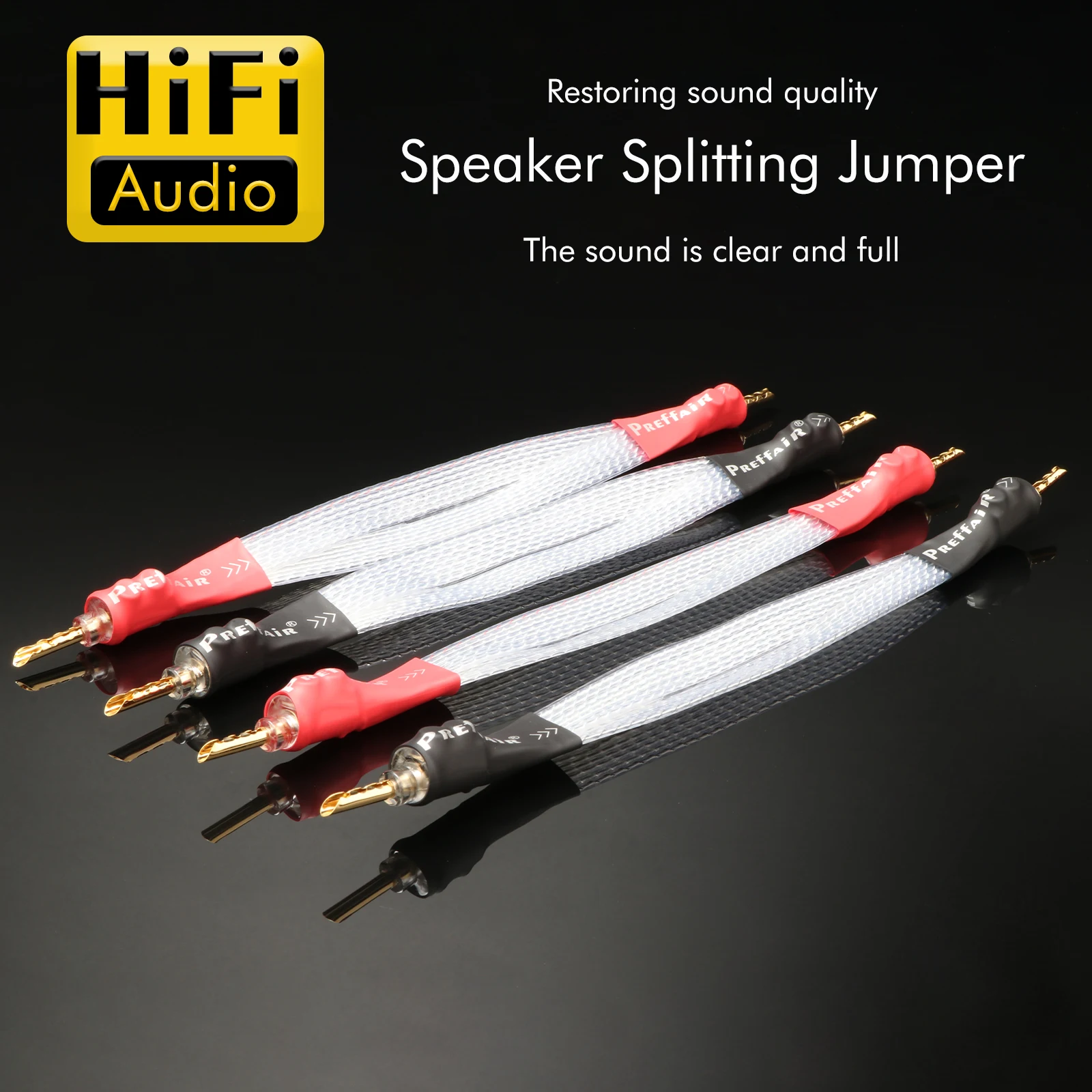 HiFi Speaker Splitter Jumper Wire OCC Silver Plated Conductor 3 Types Banana/Y Spade Plug  Audio Crossover Bridge Cable 4pcs