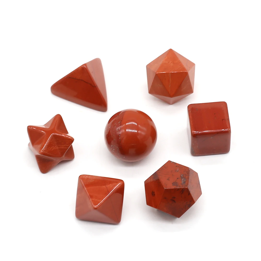 7Pcs Natural Gemstone Platonic Solids Reiki Heal Energy Icosahedron Tetrahedron Crystal for Home Decoration Stone