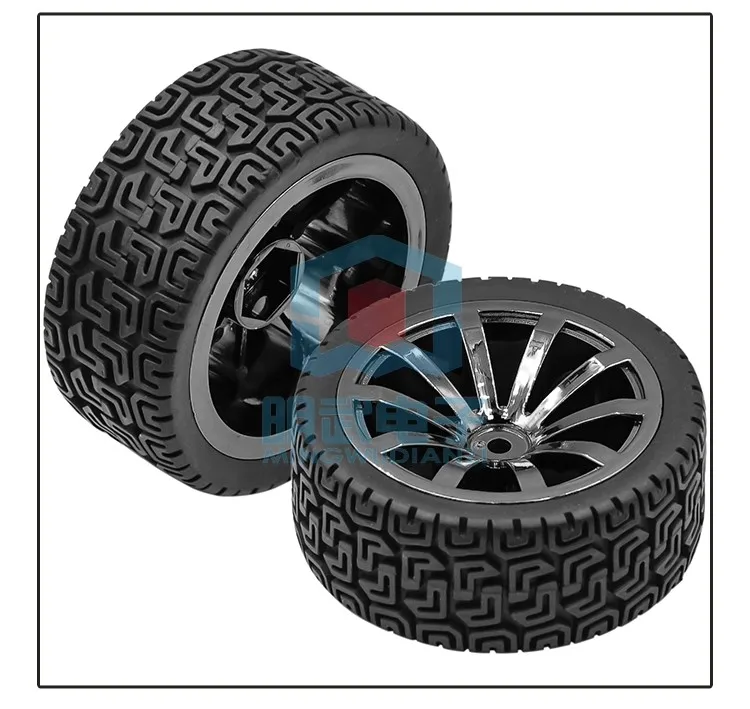 2 Stück Autoreifen-Modell, 65-mm-Reifen, Rad mit hoher Reibung, Spielzeug-Smart-Car-Roboter, Rad, zum Selbermachen. – Detail 5