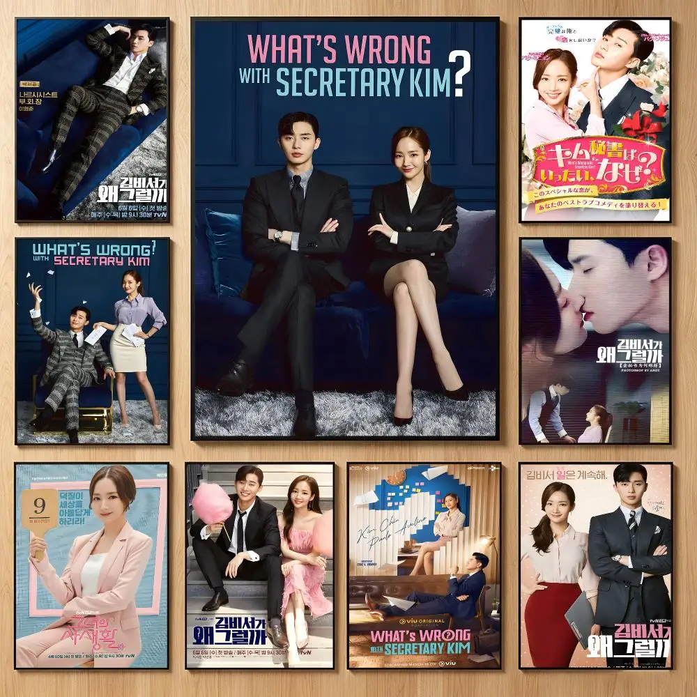Romantic K-Drama W-Whats Wrong With Secretary Kim Poster Classic Self-Adhesive PP Wall Sticker for Living Room Bar Decor Gift