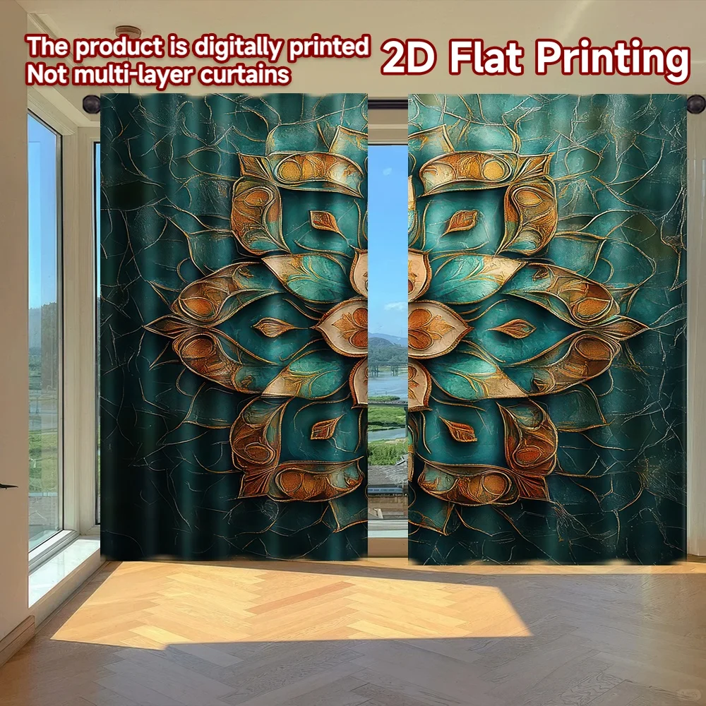 

2D flat printing 2pcs Window Treatment Curtains Floral Digital Printed Polyester Drapes All Season Party & Holiday Decor Use for