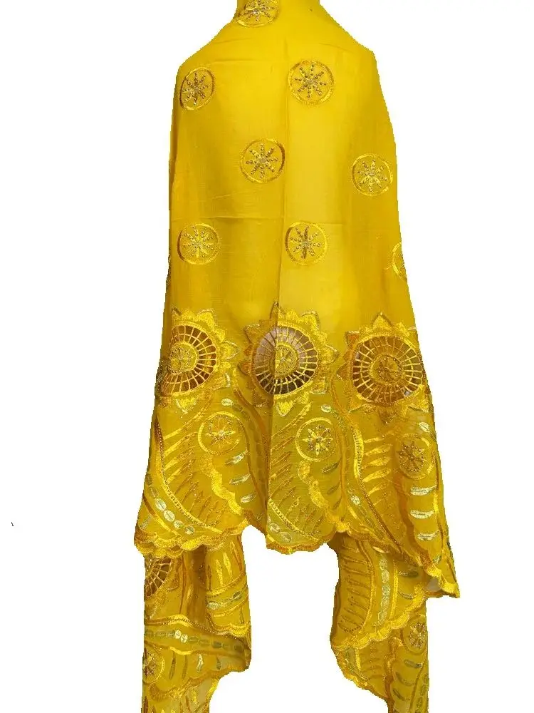 

2025 New African Islamic Women Scarf Fashion Pashmina Turban Pray 100% Cotton Embroidered Shawl Wrap Muslim Party Hijab for Lady