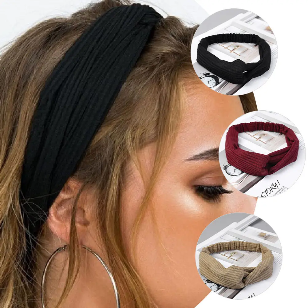 8Pcs Twisted Yoga Turban Headband Stretchy Sweat Headbands for Women Running Fitness Workout Sports Comfortable