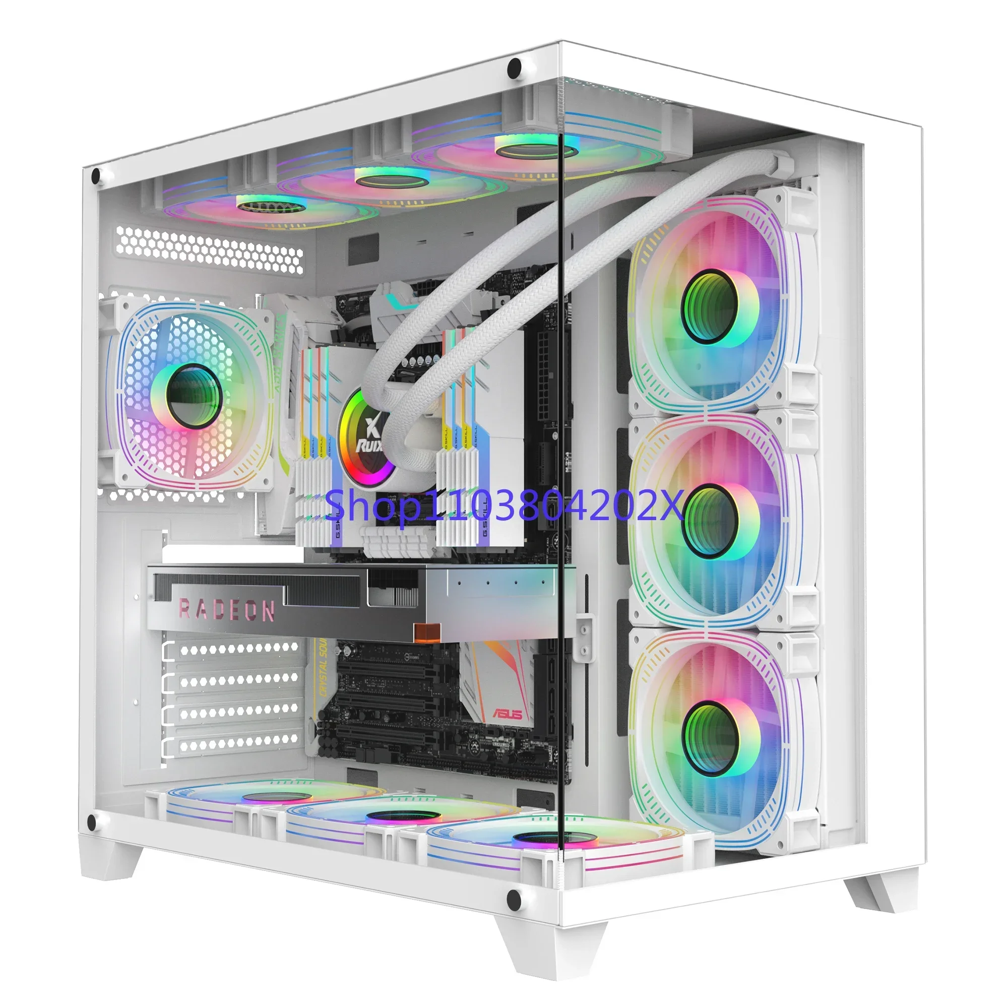 Evesky Sea View Room Pro Computer Case Desktop Case ATX White Sea View Room 360 Water-Cooled Case