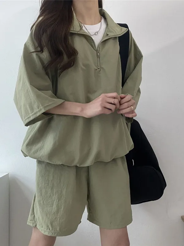 Conjunto de ropa deportiva informal a la moda, conjunto de dos piezas de plones cortos de pierna ancha con capucha y crem...