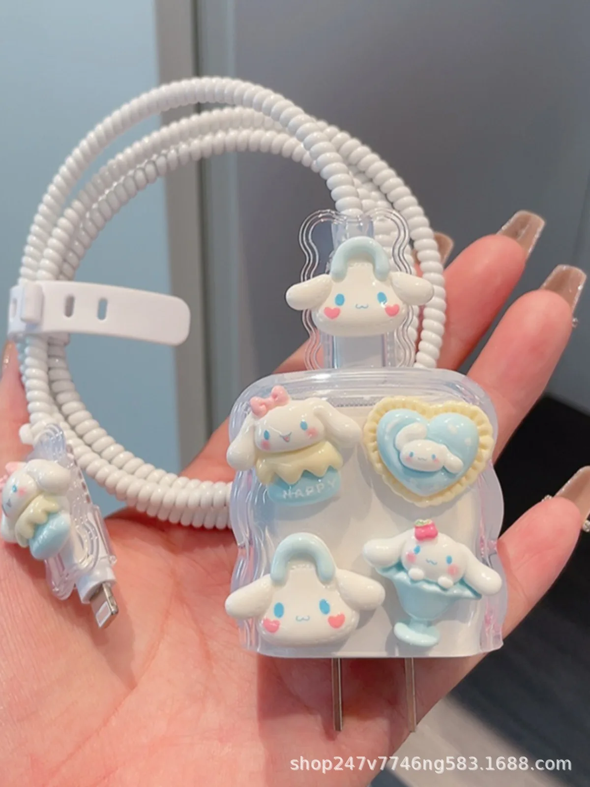 Sanrio Cinnamoroll Data Cable Case Cable Charger Protector Cover iphone14 Charger Case for 13promax Data Cable 20 Anti-break