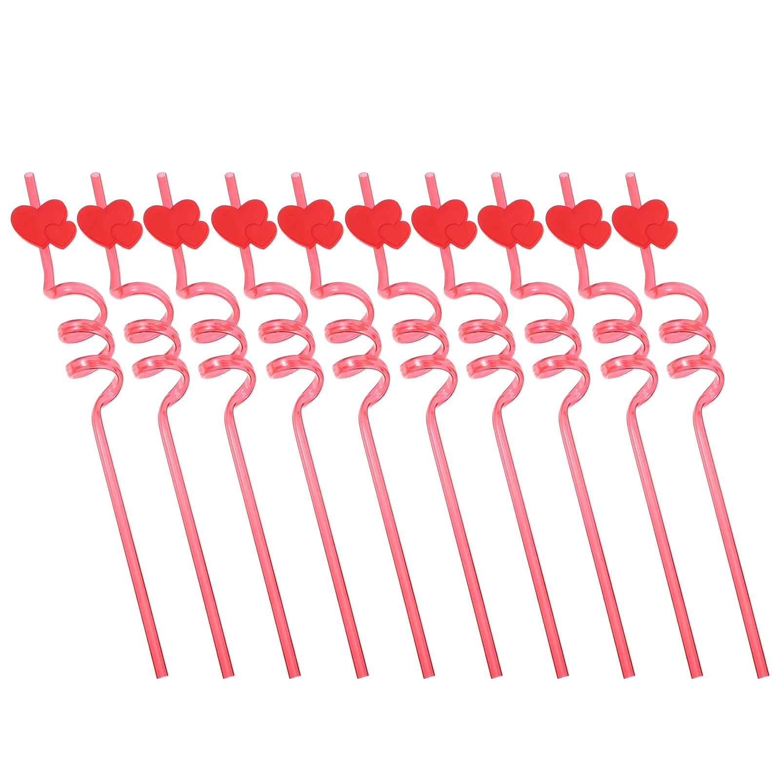 

10Pcs Cute Heart Shaped Reusable Straws Spiral Structure for Smooth Sipping Easy Rinse Ideal for Festive Drinks Wedding Party
