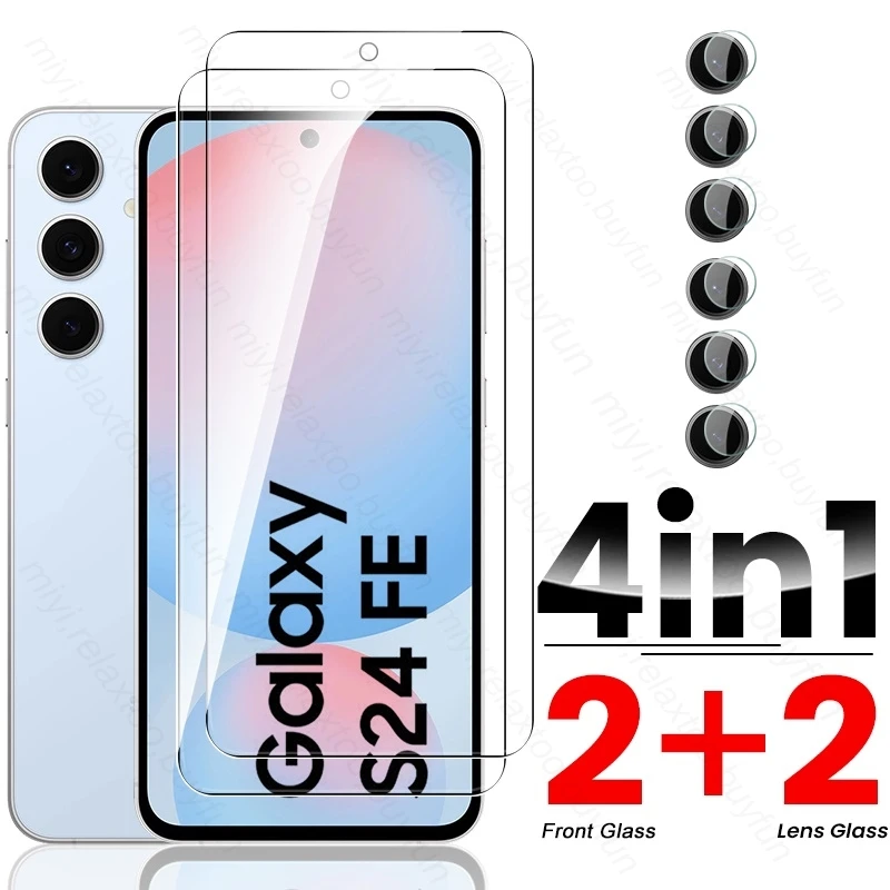 Samung S24FE Glass 4In1 Tempered Glass for Samsung S24 FE 5G Protect Glass SamsungS24FE S 24 FE 24FE Screen Protector Lens Film