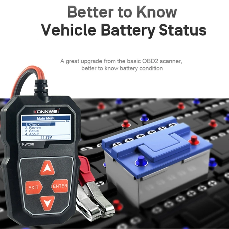 Analizzatore del caricatore del Tester della batteria dell'auto KW208 12V 100-2000CCA Test del sistema di ricarica Tester della capacità della batteria automobilistica Drop Shipping