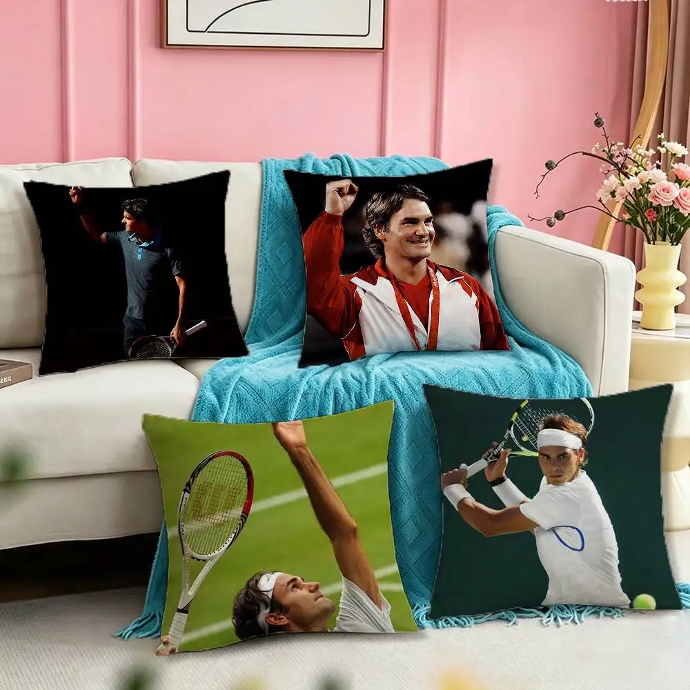 

R-Roger F-Federer Pillow Case Square Double-Sided Sofa Cushion Cover Bedroom Bedside Pillow