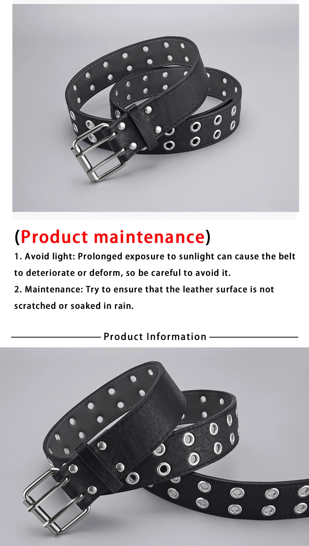 1pc frauen Gürtel Trend Einfache Doppel Loch Männer Gürtel Punk Hip Hop Rock Stil Subkultur Y2K Gürtel Punch freies Gürtel für Männer und Frauen – Detail 2