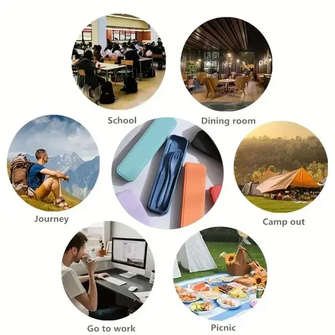 3-इन-1 पोर्टेबल कटलरी सेट, पुन: प्रयोज्य घरेलू यात्रा बर्तन सेट, कांटा चम्मच चाकू बॉक्स के साथ, डिनरवेयर सेट, पिकनिक कैम्पिंग टेबलवेयर 8 best sales डिनरवेयर सेट - №4