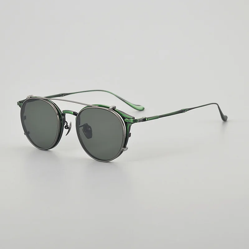 Vintage Fashion Trend Clips-On Style sunglasses Retro Oval Design Ultralight Titanium Factory Direct Offer High Street Quality