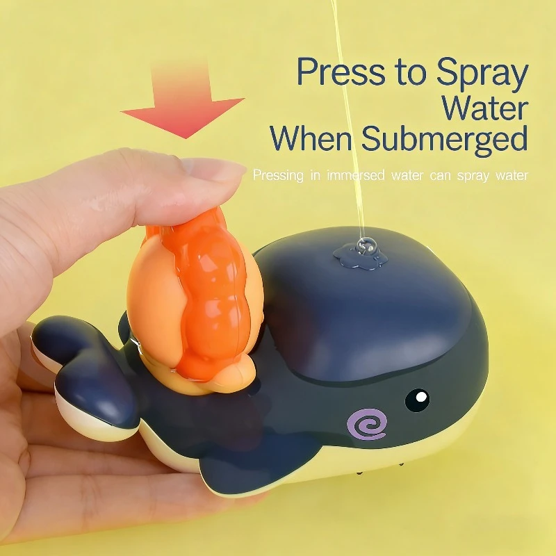 Baby Clockwork Toy Cute Whale Little Lion Water Course Amphibious Multi Play Bathing Play Toy Press Water Spray Baby Puzzle Toy