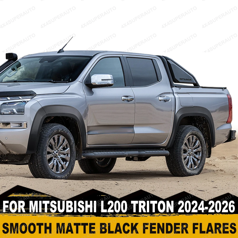 

OEM Design Fender Flares Wheel Arch For Mitsubishi L200 Triton MV 2024-2026 Smooth Matte Black Mudguards Double Cab Car Accessor