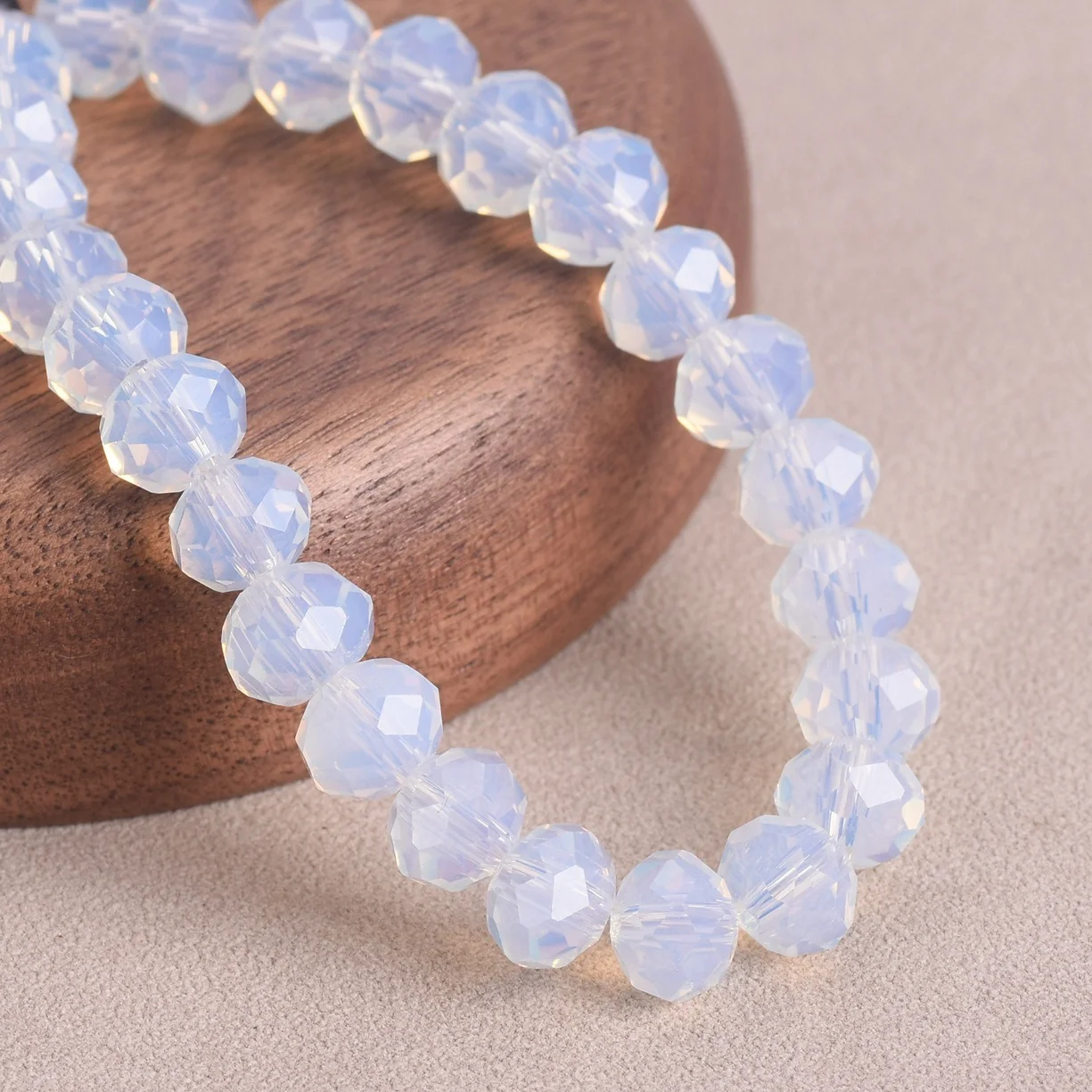 Opal White 3mm 4mm 6mm 8mm 10mm 12mm 14mm 16mm 18mm Rondelle Faceted Crystal Glass Loose Spacer Beads For Jewelry Making DIY